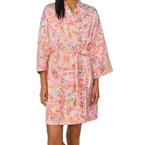 NWT Ralph Lauren Black Label Pastel Paisley Satin Robe Size Small Dainty Silky